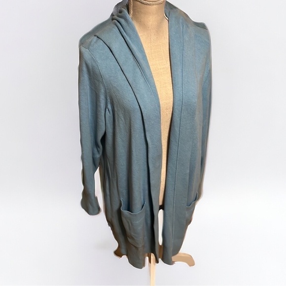 Chico's Sweaters - Chicos baby blue hooded cardigan . Size 3